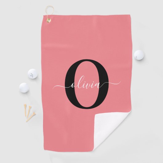 Personalisierter Name für Monogramm-Skripte Schwar Golfhandtuch (Insitu)