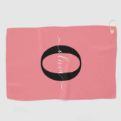 Personalisierter Name für Monogramm-Skripte Schwar Golfhandtuch (Horizontal)