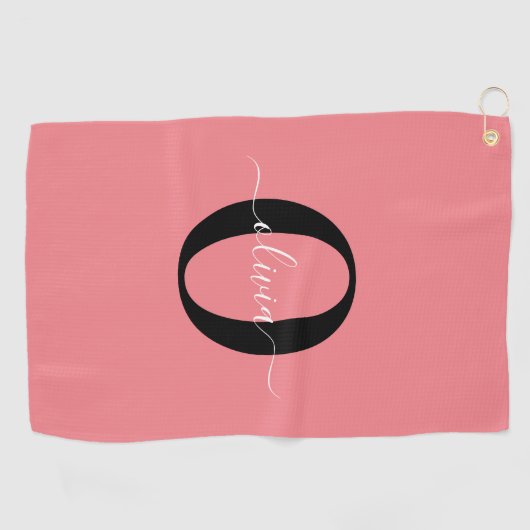 Personalisierter Name für Monogramm-Skripte Schwar Golfhandtuch (Horizontal)