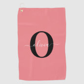 Personalisierter Name für Monogramm-Skripte Schwar Golfhandtuch (Vorderseite)