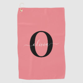 Personalisierter Name für Monogramm-Skripte Schwar Golfhandtuch