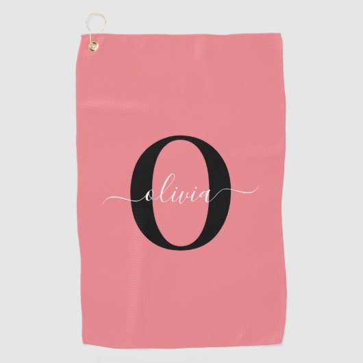 Personalisierter Name für Monogramm-Skripte Schwar Golfhandtuch (Vorderseite)