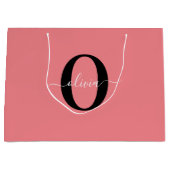 Personalisierter Name für Monogramm-Skripte Schwar Große Geschenktüte (Vorderseite)