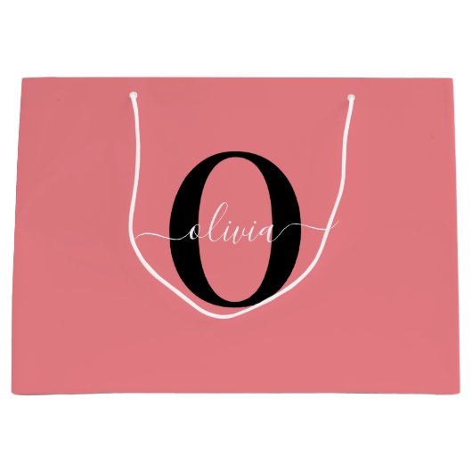 Personalisierter Name für Monogramm-Skripte Schwar Große Geschenktüte (Vorderseite)