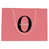 Personalisierter Name für Monogramm-Skripte Schwar Große Geschenktüte (Rückseite)