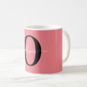 Personalisierter Name für Monogramm-Skripte Schwar Kaffeetasse (VorderseiteRechts)