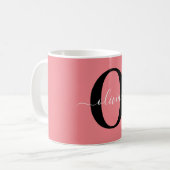 Personalisierter Name für Monogramm-Skripte Schwar Kaffeetasse (Vorderseite Links)
