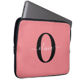 Personalisierter Name für Monogramm-Skripte Schwar Laptopschutzhülle (Vorne Rechts)