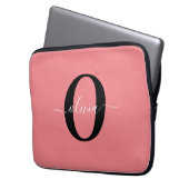 Personalisierter Name für Monogramm-Skripte Schwar Laptopschutzhülle (Vorderseite Links)