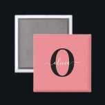 Personalisierter Name für Monogramm-Skripte Schwar Magnet<br><div class="desc">Dieses elegante Monogramm und das stilvolle Script-Namensdesign können als Geschenk für Geburtstag, Hochzeit, Brautparty, Jubiläum, Muttertag oder jeden Anlass gegeben werden. Es kann mit dem Namen und dem Namen der Person personalisiert werden. Sie können den Schriftart, die Farbe des Schriftartes, die Größe des Schriftartes und die Hintergrundfarbe mit dem Design-Tool...</div>