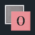 Personalisierter Name für Monogramm-Skripte Schwar Magnet<br><div class="desc">Dieses elegante Monogramm und das stilvolle Script-Namensdesign können als Geschenk für Geburtstag, Hochzeit, Brautparty, Jubiläum, Muttertag oder jeden Anlass gegeben werden. Es kann mit dem Namen und dem Namen der Person personalisiert werden. Sie können den Schriftart, die Farbe des Schriftartes, die Größe des Schriftartes und die Hintergrundfarbe mit dem Design-Tool...</div>