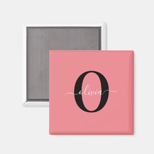 Personalisierter Name für Monogramm-Skripte Schwar Magnet (Vorderseite/Rückseite)
