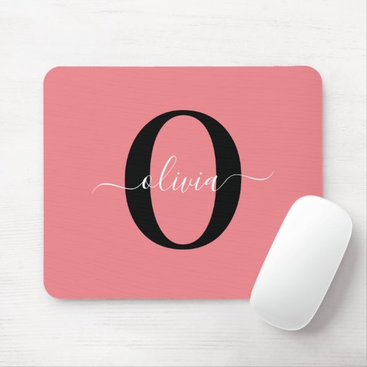 Personalisierter Name für Monogramm-Skripte Schwar Mousepad (Mit Mouse)