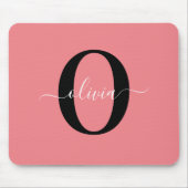 Personalisierter Name für Monogramm-Skripte Schwar Mousepad (Vorne)