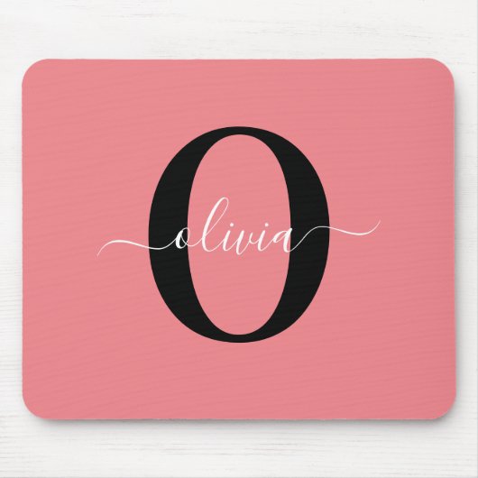 Personalisierter Name für Monogramm-Skripte Schwar Mousepad (Vorne)