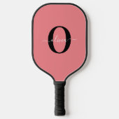 Personalisierter Name für Monogramm-Skripte Schwar Pickleball Schläger (Vorderseite)