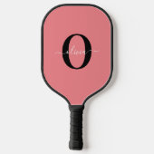 Personalisierter Name für Monogramm-Skripte Schwar Pickleball Schläger (Rückseite)