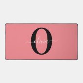 Personalisierter Name für Monogramm-Skripte Schwar Schreibtischunterlage (Vorderseite)