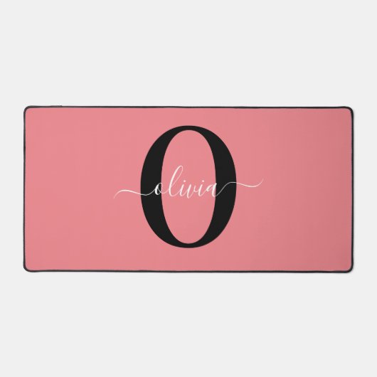 Personalisierter Name für Monogramm-Skripte Schwar Schreibtischunterlage (Vorderseite)