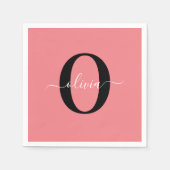 Personalisierter Name für Monogramm-Skripte Schwar Serviette (Vorderseite)