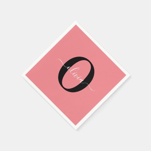 Personalisierter Name für Monogramm-Skripte Schwar Serviette (Ecke)