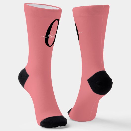 Personalisierter Name für Monogramm-Skripte Schwar Socken (Gewinkelt)