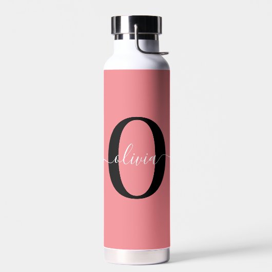 Personalisierter Name für Monogramm-Skripte Schwar Trinkflasche (Links)