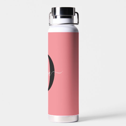 Personalisierter Name für Monogramm-Skripte Schwar Trinkflasche (Rückseite)