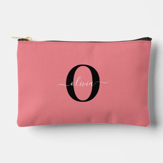 Personalisierter Name für Monogramm-Skripte Schwar Zubehörtasche (Vorderseite)
