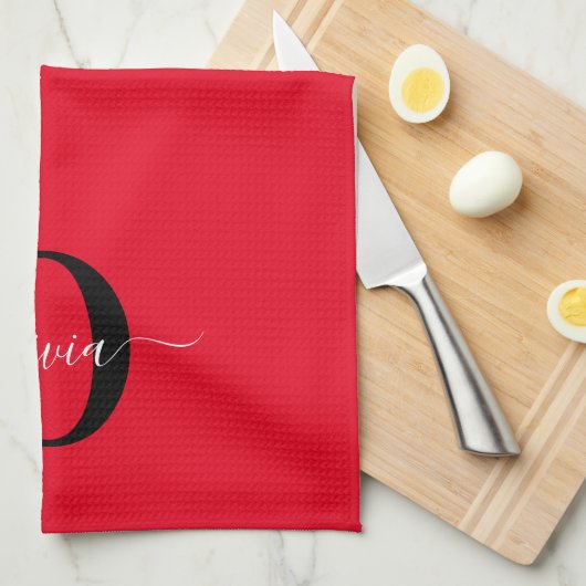 Personalisierter Name für Monogramm Skriptname Sch Geschirrtuch (Viertel Falte)