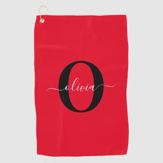Personalisierter Name für Monogramm Skriptname Sch Golfhandtuch (Vorderseite)