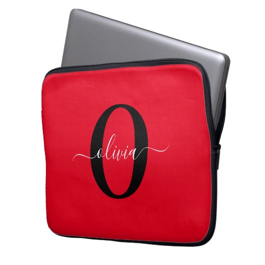 Personalisierter Name für Monogramm Skriptname Sch Laptopschutzhülle (Vorderseite Links)