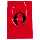 Personalisierter Name für Monogramm Skriptname Sch Mittlere Geschenktüte (Vorderseite)