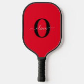 Personalisierter Name für Monogramm Skriptname Sch Pickleball Schläger (Rückseite)