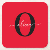 Personalisierter Name für Monogramm Skriptname Sch Rechteckiger Pappuntersetzer (Vorderseite)