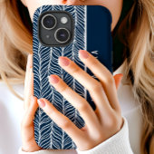 Personalisierter Name für Navy und White Herringbo Case-Mate iPhone Hülle