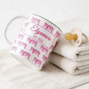 Personalisierter Name für neue Mütter in Rosa Esta Zweifarbige Tasse