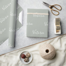 Personalisierter Name für Pastellschrift auf moder Geschenkpapier