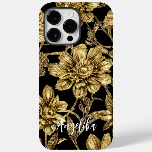 Personalisierter Name für Schwarz und Gold Case-Mate iPhone Hülle (Rückseite)