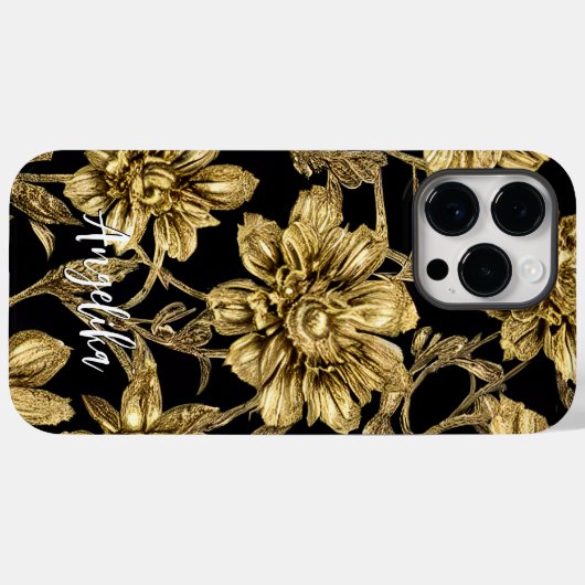 Personalisierter Name für Schwarz und Gold Case-Mate iPhone Hülle (Rückseite (Horizontal))