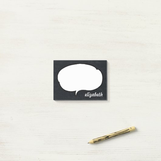Personalisierter Name für Schwarz-Weiß-Talk Post-it Klebezettel (Auf Schreibtisch)