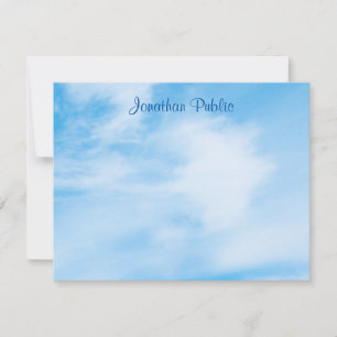 Personalisierter Name für Skriptschrift Blue Sky Mitteilungskarte