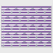 Personalisierter Name, Fußball, Lila weiß Geschenkpapier (Flach)