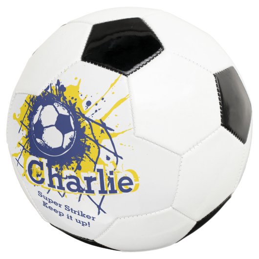 Personalisierter Name Fußball Tor blau (Dreiviertel)