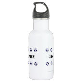 Personalisierter Name, Fußball, weiß Edelstahlflasche (Rückseite)