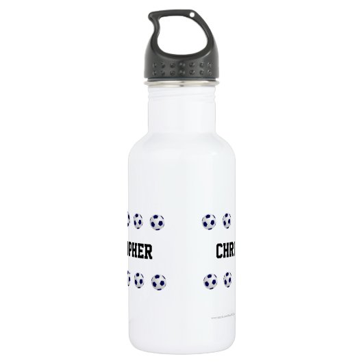 Personalisierter Name, Fußball, weiß Edelstahlflasche (Rückseite)