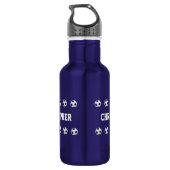 Personalisierter Name, Fußballbälle, dunkelblau Edelstahlflasche (Rückseite)