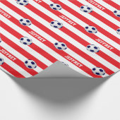 Personalisierter Name, Fußballbälle, rot und weiß Geschenkpapier (Ecke)