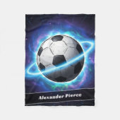 Personalisierter Name Galaxy Soccer Planet Fleecedecke (Vorderseite)