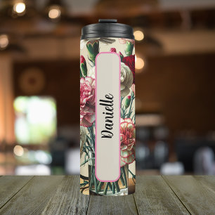 Personalisierter Name Geburtsdatum Blume Januar 16 Thermosbecher